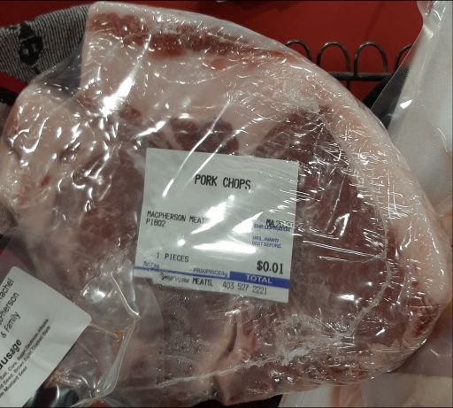 A package of pork chops